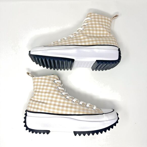 Converse Run Star Hike Shoes Sz 10.5 Gingham Chunky Platform High-Top Sneakers - Picture 5 of 13